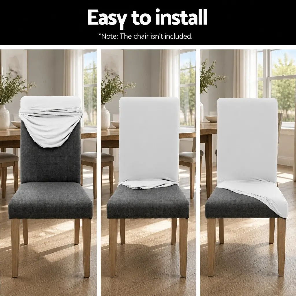 Dining Chair Covers Set 4 White Spandex Stretch Slipcovers for Dining Room Banquet Wedding