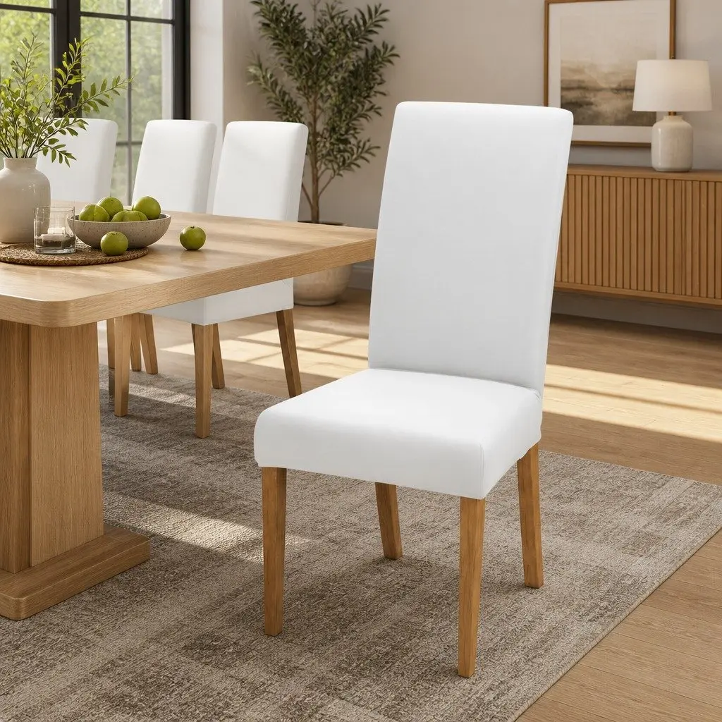 Dining Chair Covers Set 4 White Spandex Stretch Slipcovers for Dining Room Banquet Wedding
