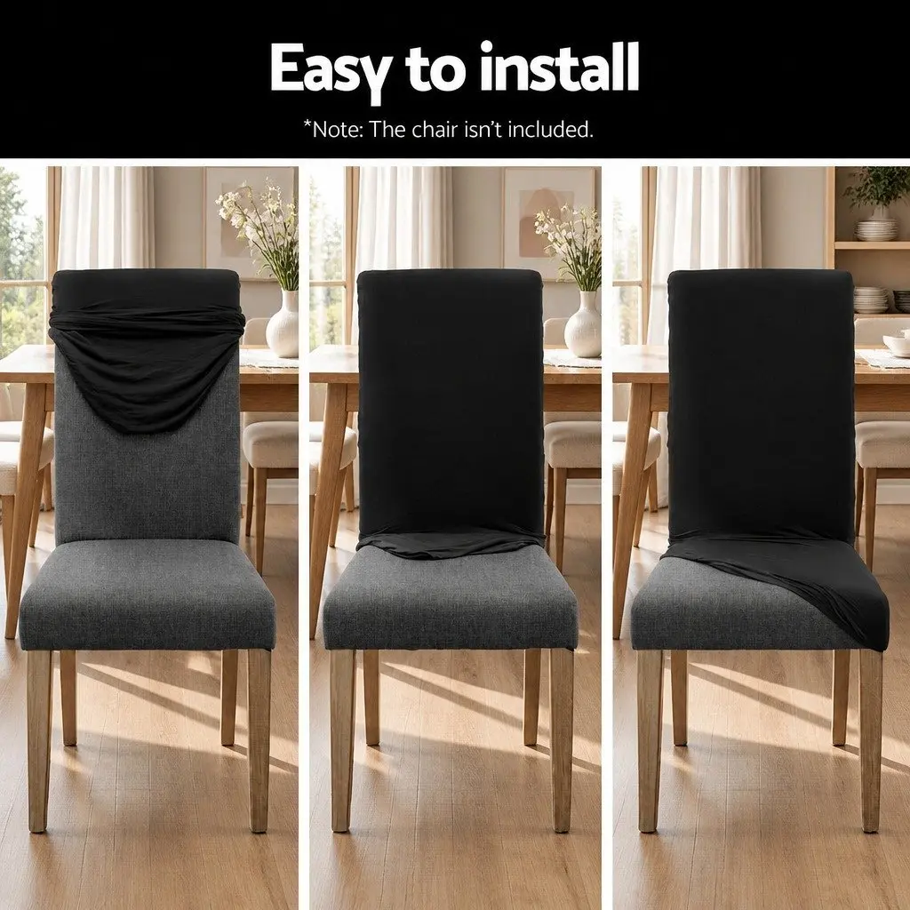 Dining Chair Covers Set of 6 for Dining Room Stretchable Slipcovers Black