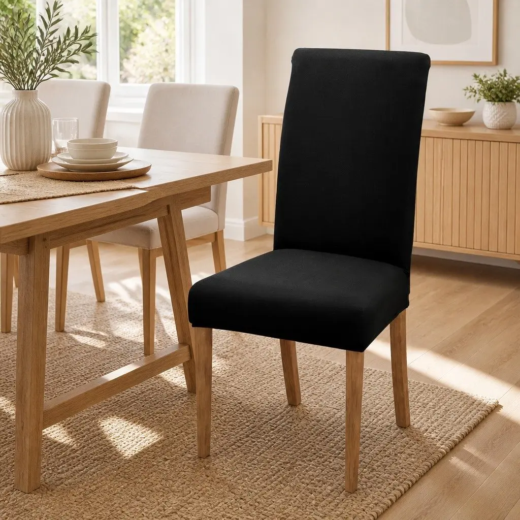 Dining Chair Covers Set of 6 for Dining Room Stretchable Slipcovers Black