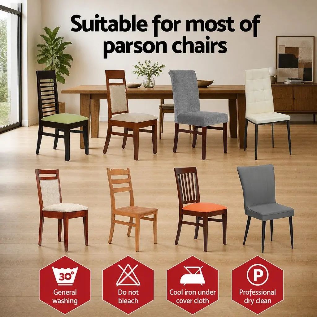 Dining Chair Covers Grey 6 Pack Stretch Slipcovers for Dining Room Banquet Party
