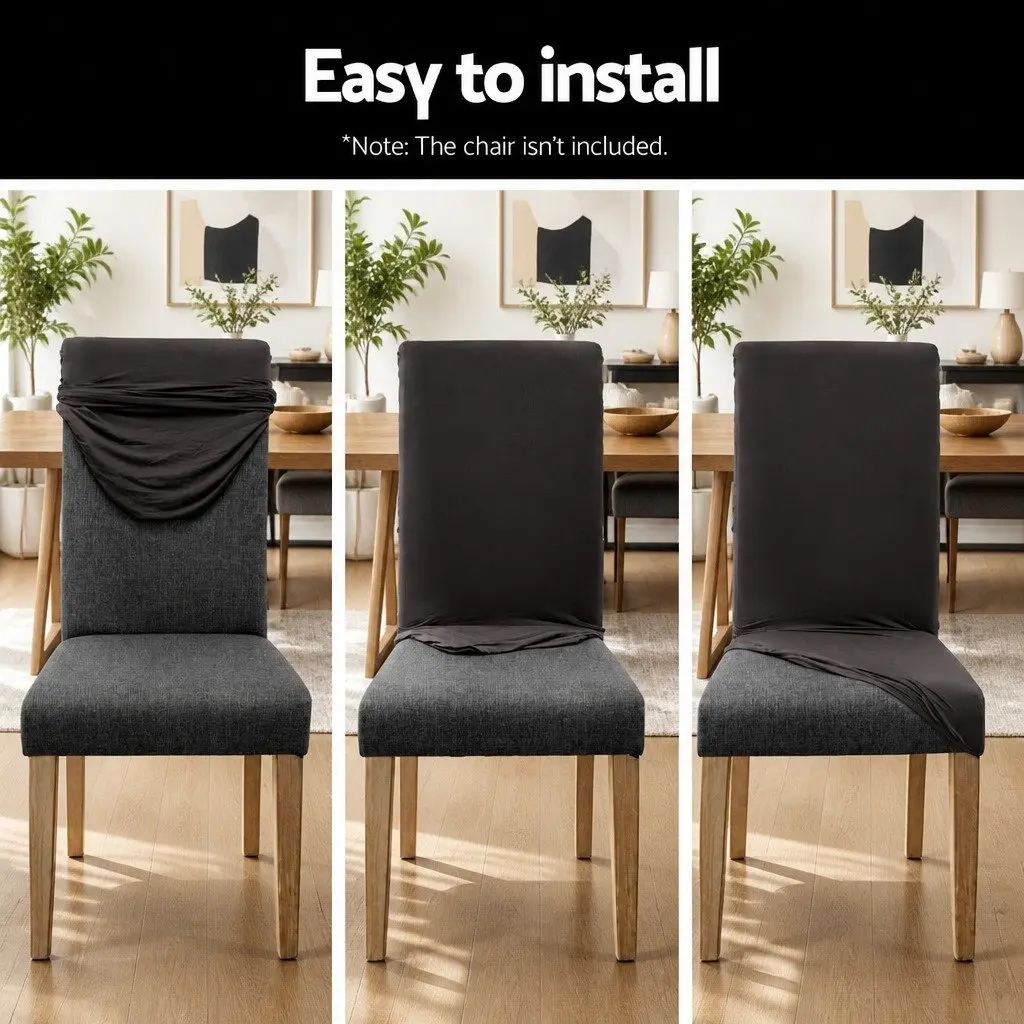 Dining Chair Covers Grey 6 Pack Stretch Slipcovers for Dining Room Banquet Party
