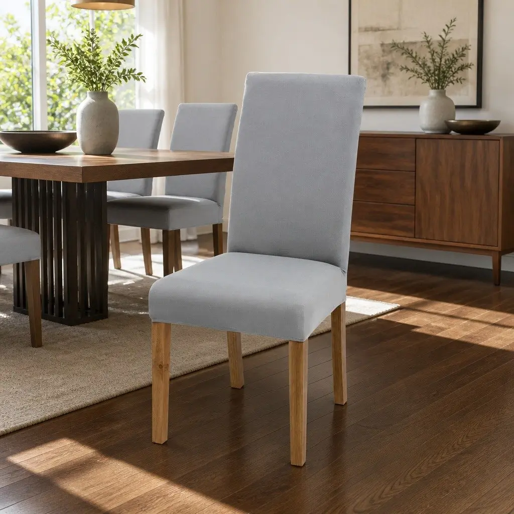 Dining Chair Covers Slipcovers for Dining Room 6 Piece Grey