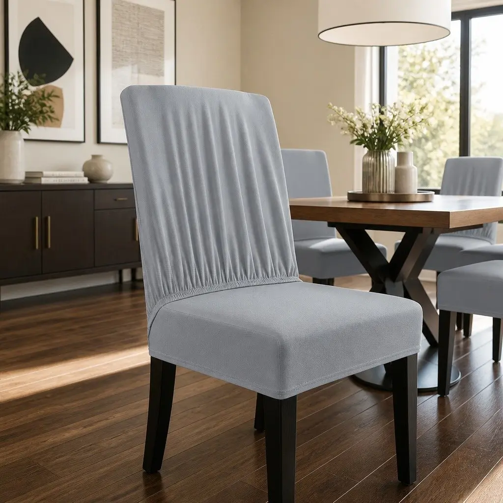 Dining Chair Covers Slipcovers for Dining Room 6 Piece Grey