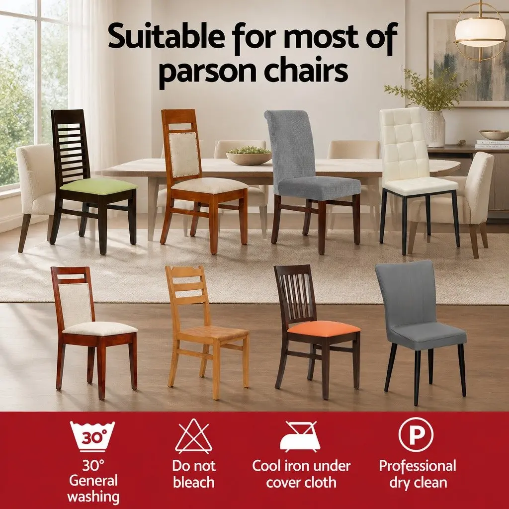 Dining Chair Covers Slipcovers for Dining Room 6 Piece Grey