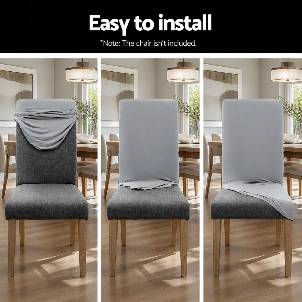 Dining Chair Covers Slipcovers for Dining Room 6 Piece Grey