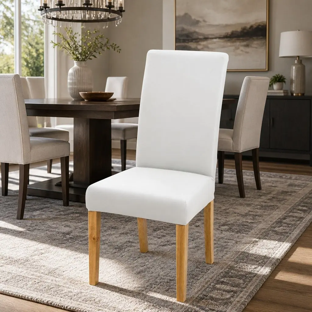 Dining Chair Covers 6 Pack Spandex Stretch Slipcovers for Dining Room White