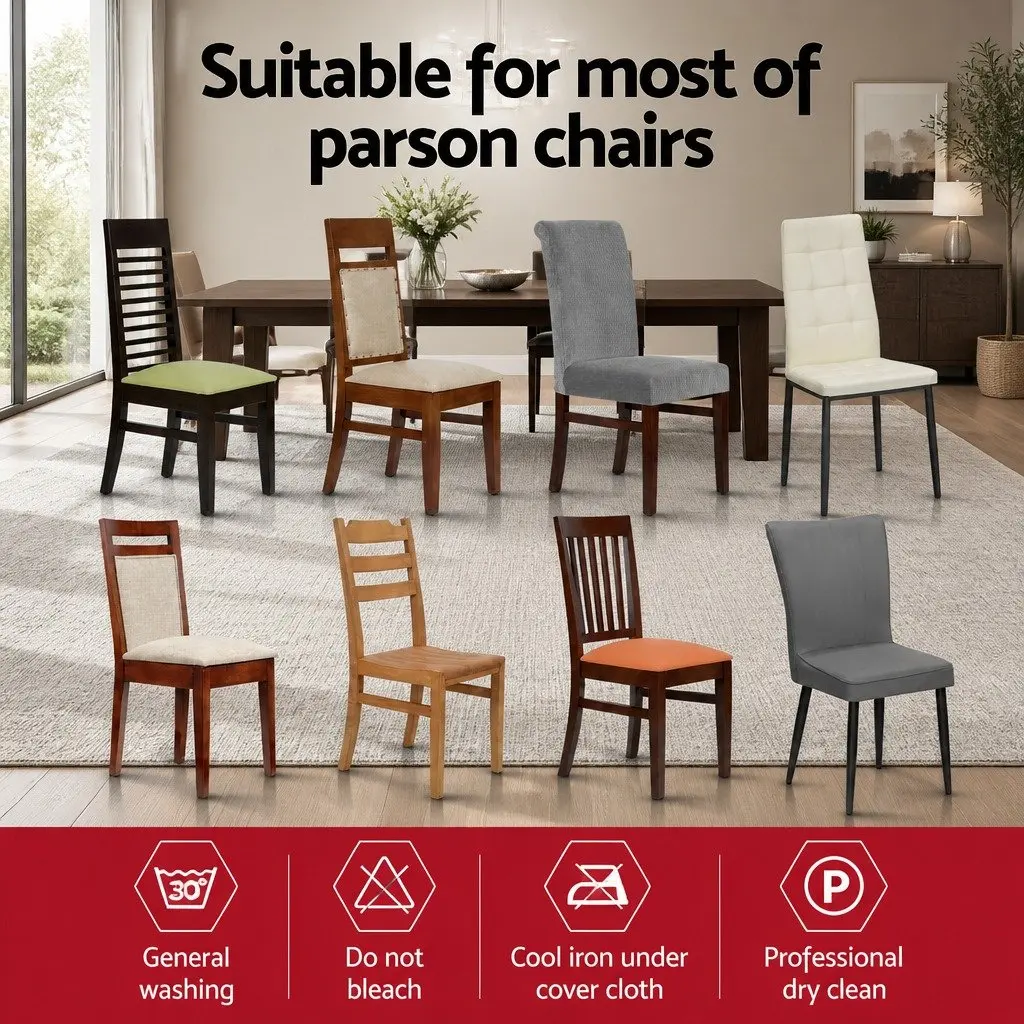 Dining Chair Covers 6 Pack Spandex Stretch Slipcovers for Dining Room White