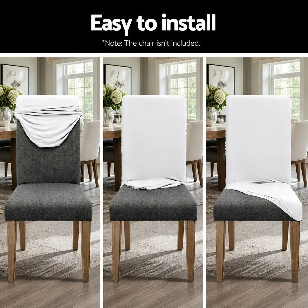 Dining Chair Covers 6 Pack Spandex Stretch Slipcovers for Dining Room White