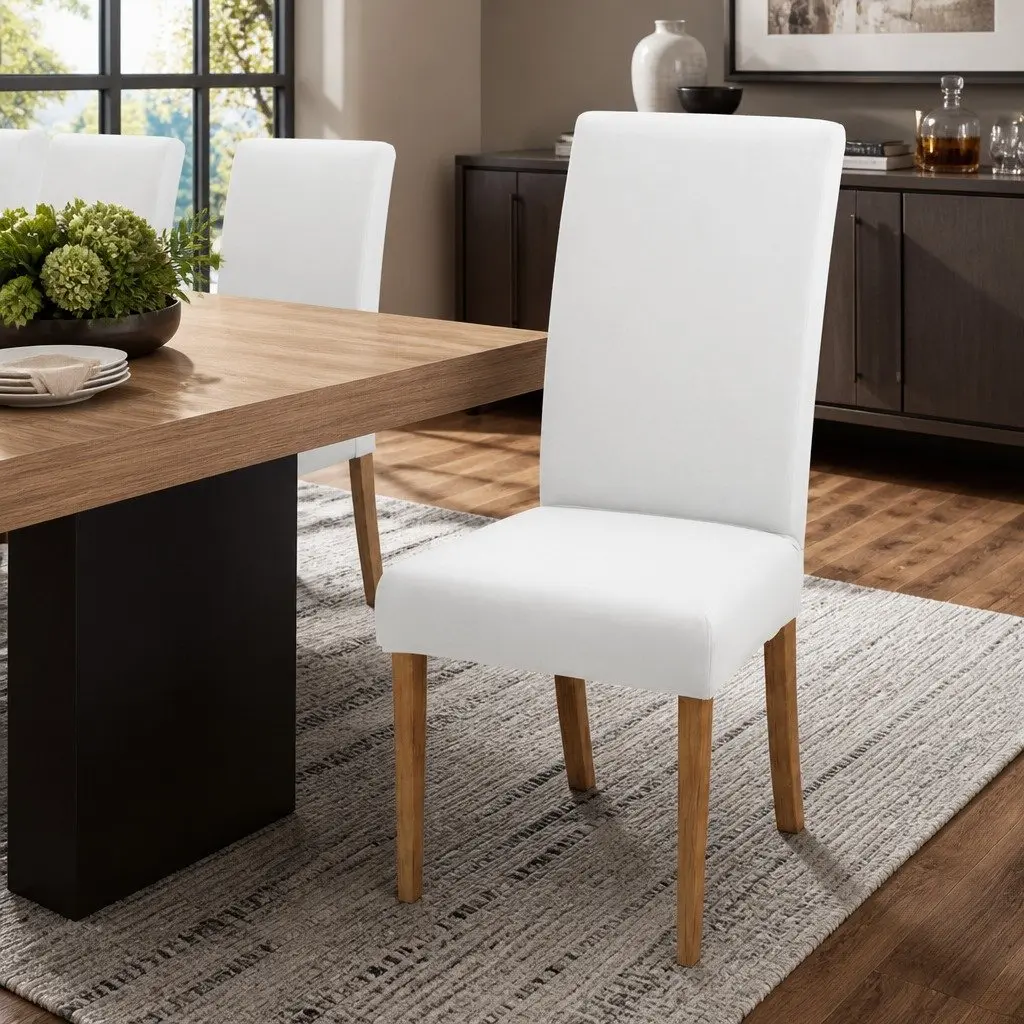 Dining Chair Covers 6 Pack Spandex Stretch Slipcovers for Dining Room White