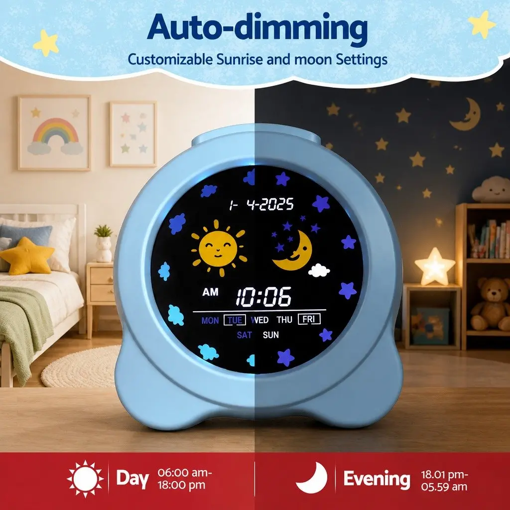Digital Day Clock for Kids 3.8 Inch LCD Display
