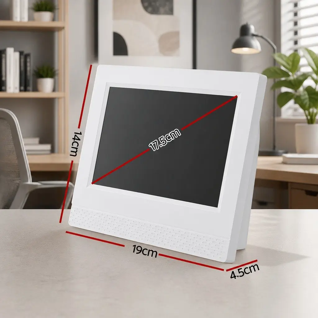 Digital Day Clock for Desk or Bedside 7 Inch Large LCD Display White