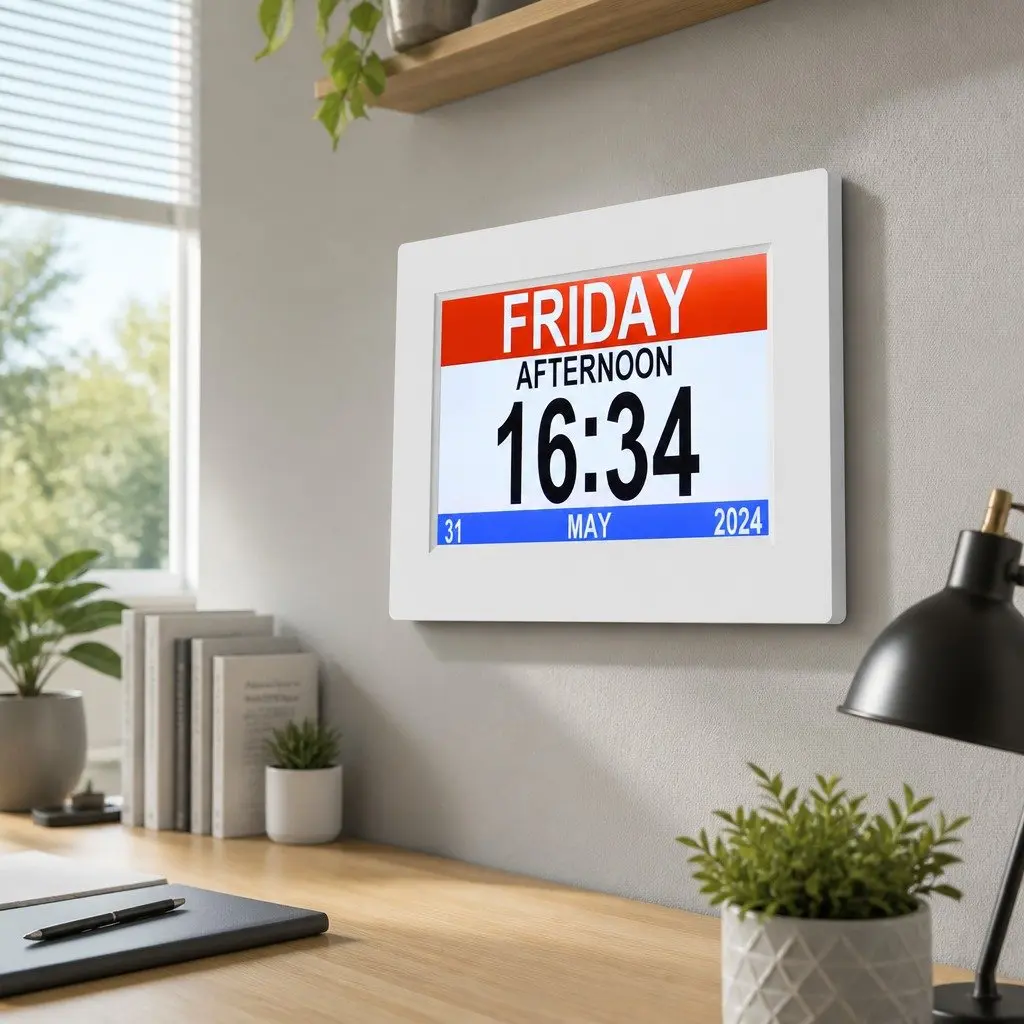 Digital Day Clock for Desk or Wall Mount 8 Inch LCD Display