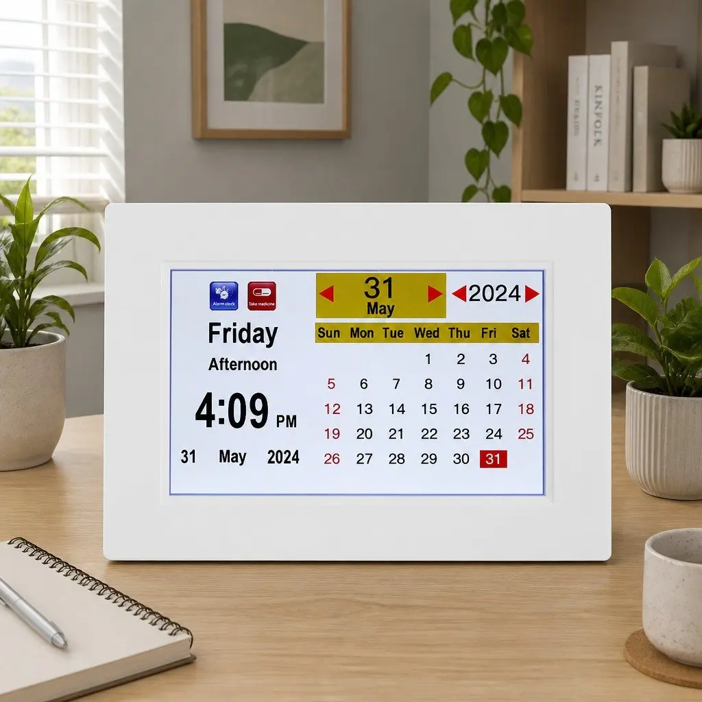 Digital Day Clock for Desk or Wall Mount 8 Inch LCD Display