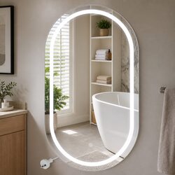 Oval LED Wall Mirror 50x75cm with Anti-fog Functionality