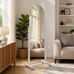 Full Length Arch Mirror 165cm Movable Adjustable Angle Rolling Wheels Home