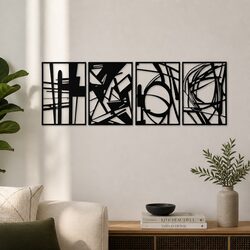 Metal Wall Art 4-Piece Set – Black Abstract Designs
