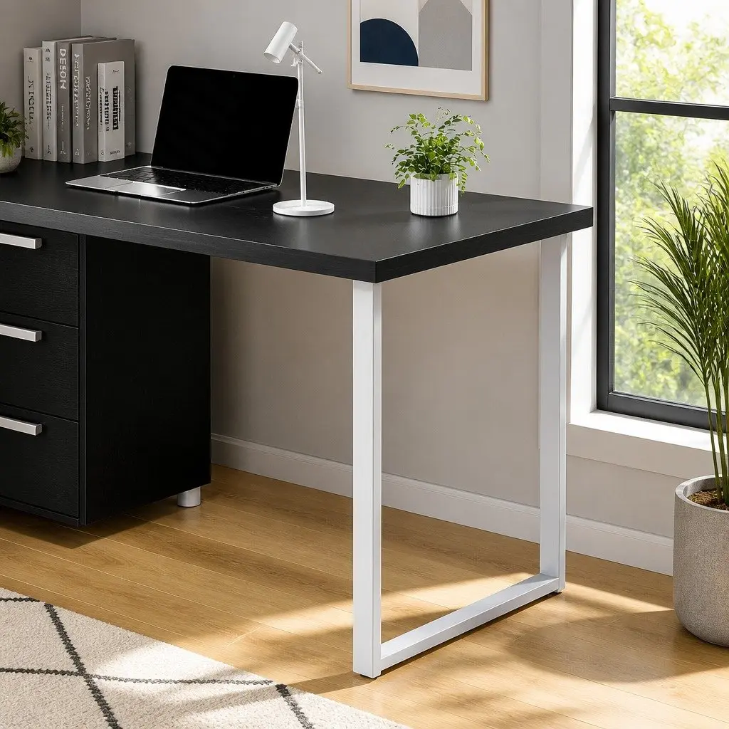 Computer Desk for Office or Study 140cm Wide with 3 Drawers Black