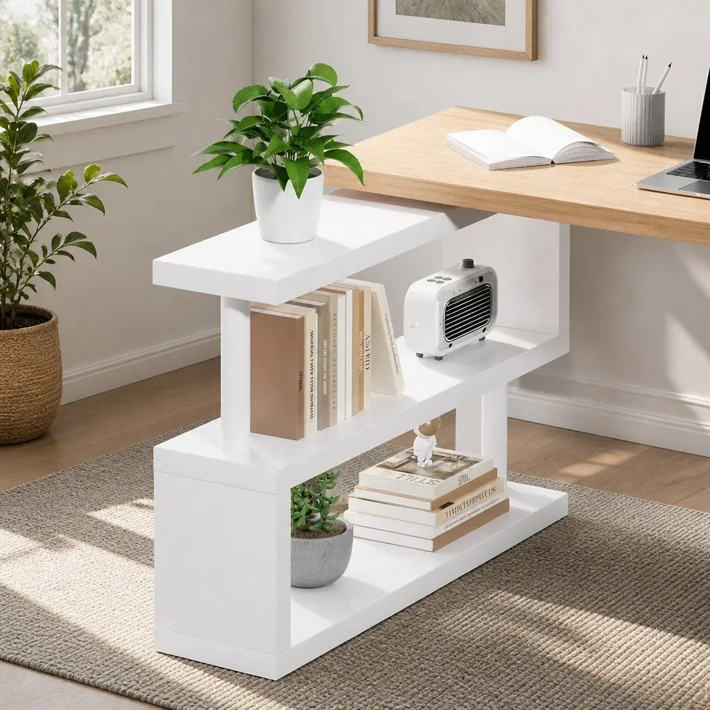 Computer Desk for Study Office 50cm W x 140cm D x 74.5cm H with 360 Degree Rotatable Bookshelf