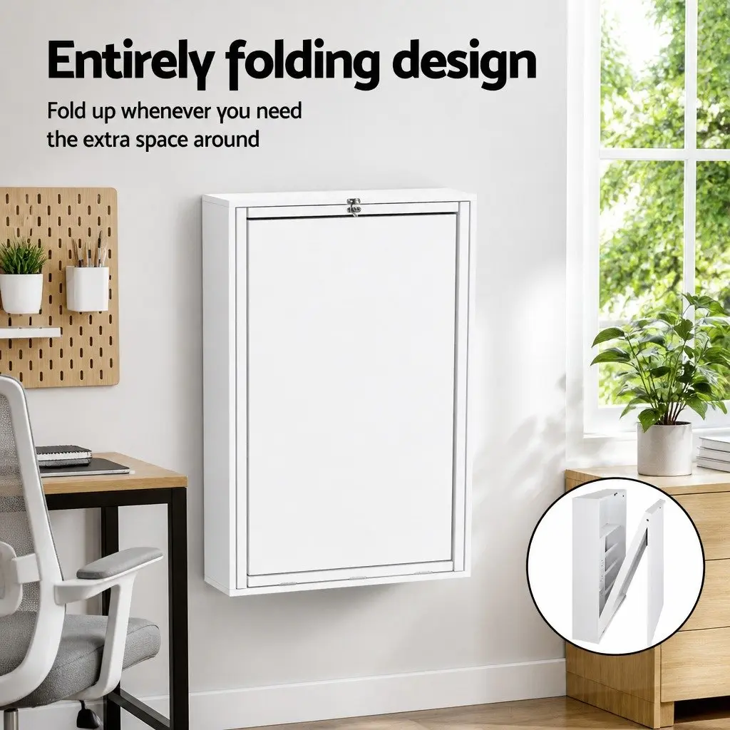 Foldable Wall-Mounted Computer Desk & Bookcase