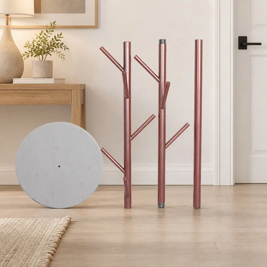 Coat Rack Stand Hat Clothes Hanger Tree Rose Gold 8 Branches Hallway Bedroom