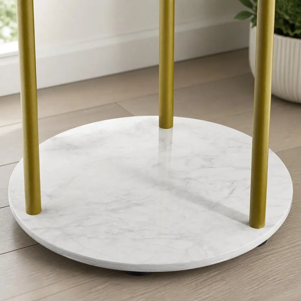 Coat Rack Clothes Stand 8 Hook Hall Tree Organizer with Shelves Gold Entryway