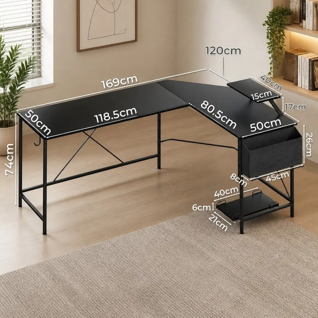 Black L-Shaped Computer Desk