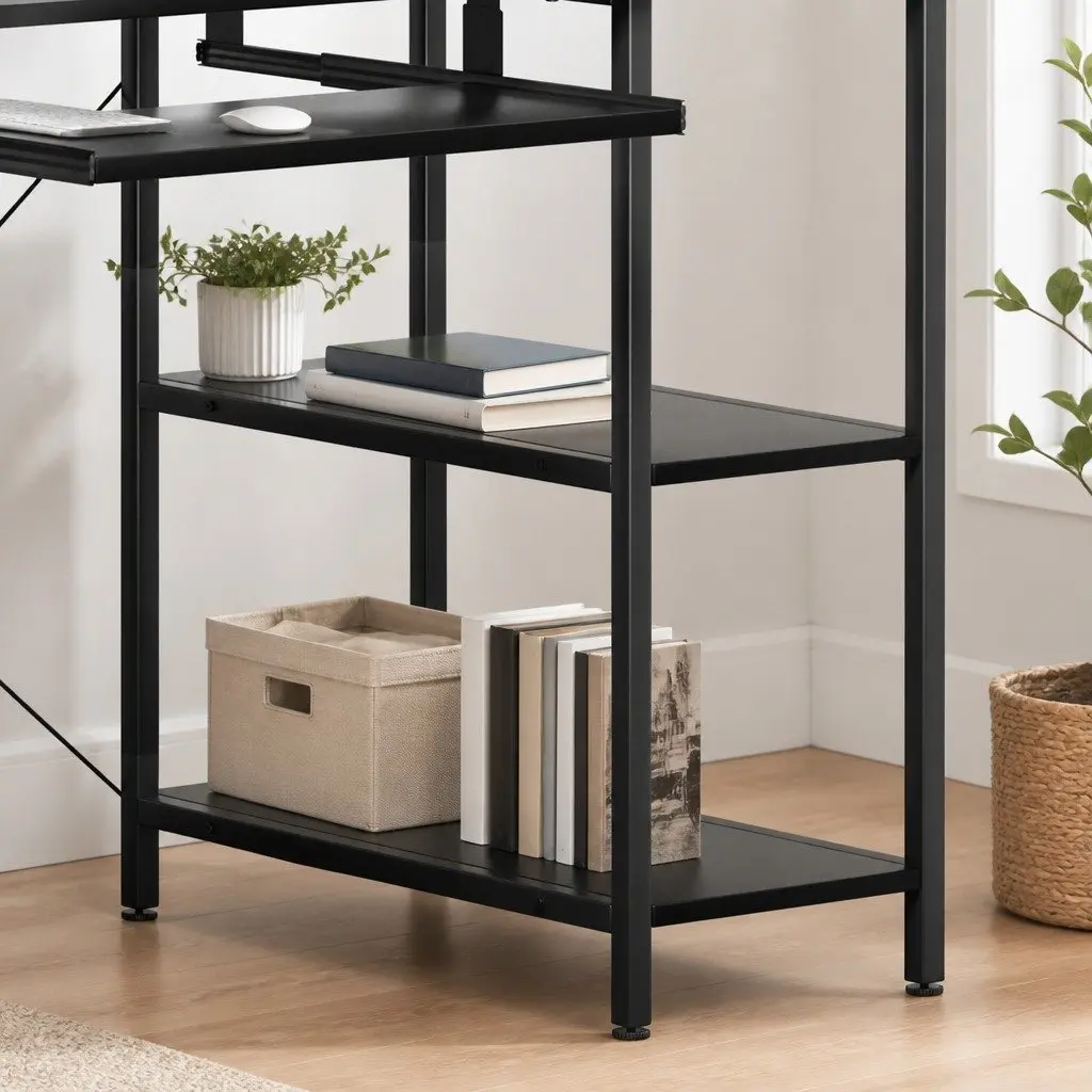 Office Desk for Gaming and Work Black Industrial Style 120cm x 60cm x 93cm