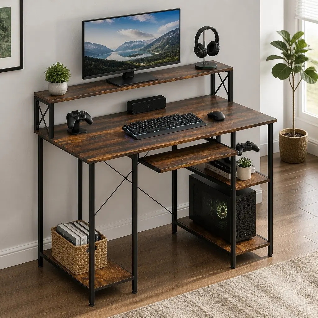 Industrial Height Adjustable Computer Desk