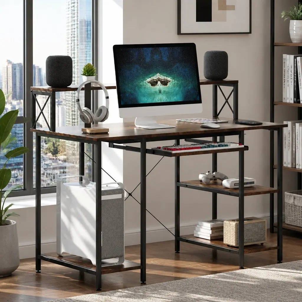Industrial Height Adjustable Computer Desk