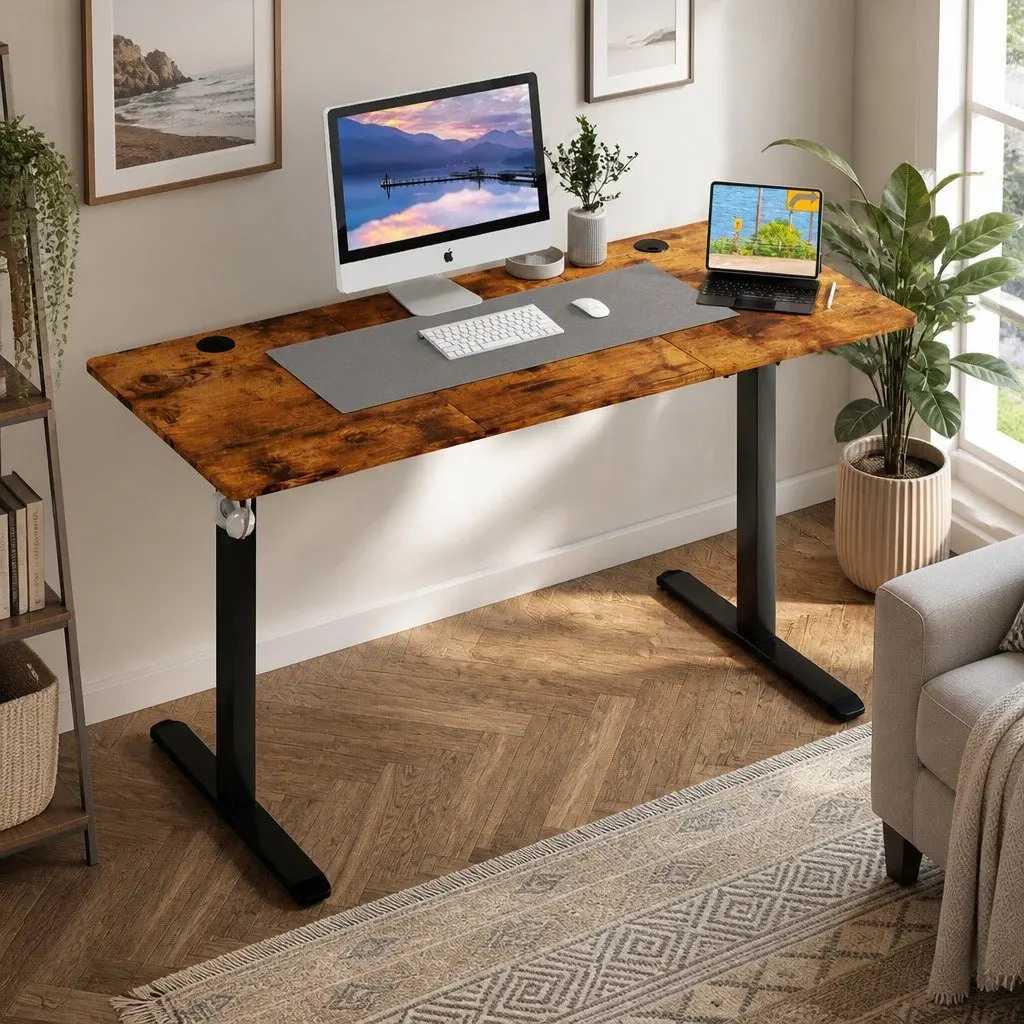 Electric Standing Desk Height Adjustable 140cm Sit Stand Computer Desk Home