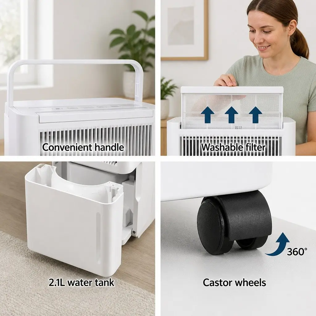 Dehumidifier Air Purifier Portable 12L for Home 24㎡ White