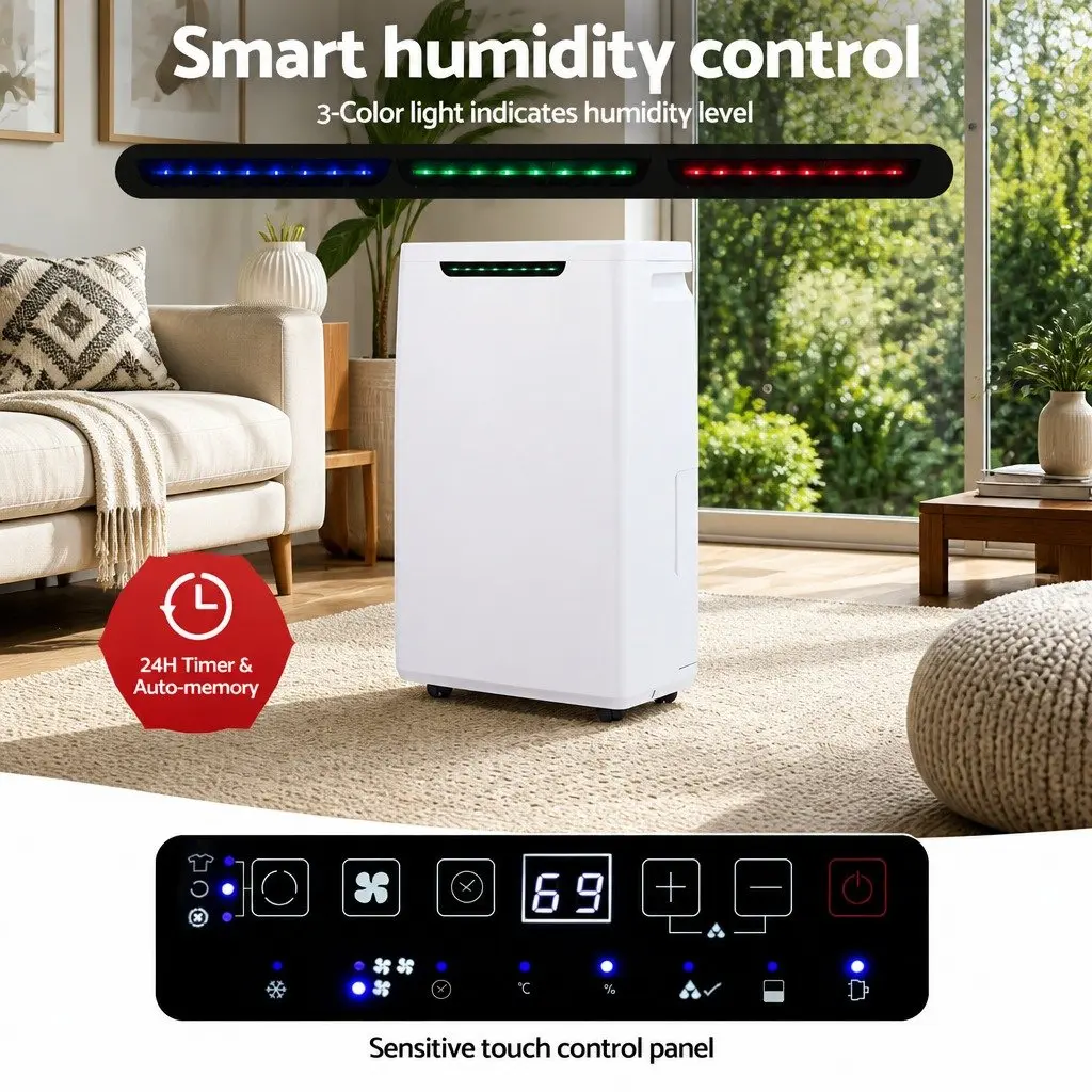 Dehumidifier for Damp Rooms 16L/Day Portable Air Dryer with 5.5L Tank White