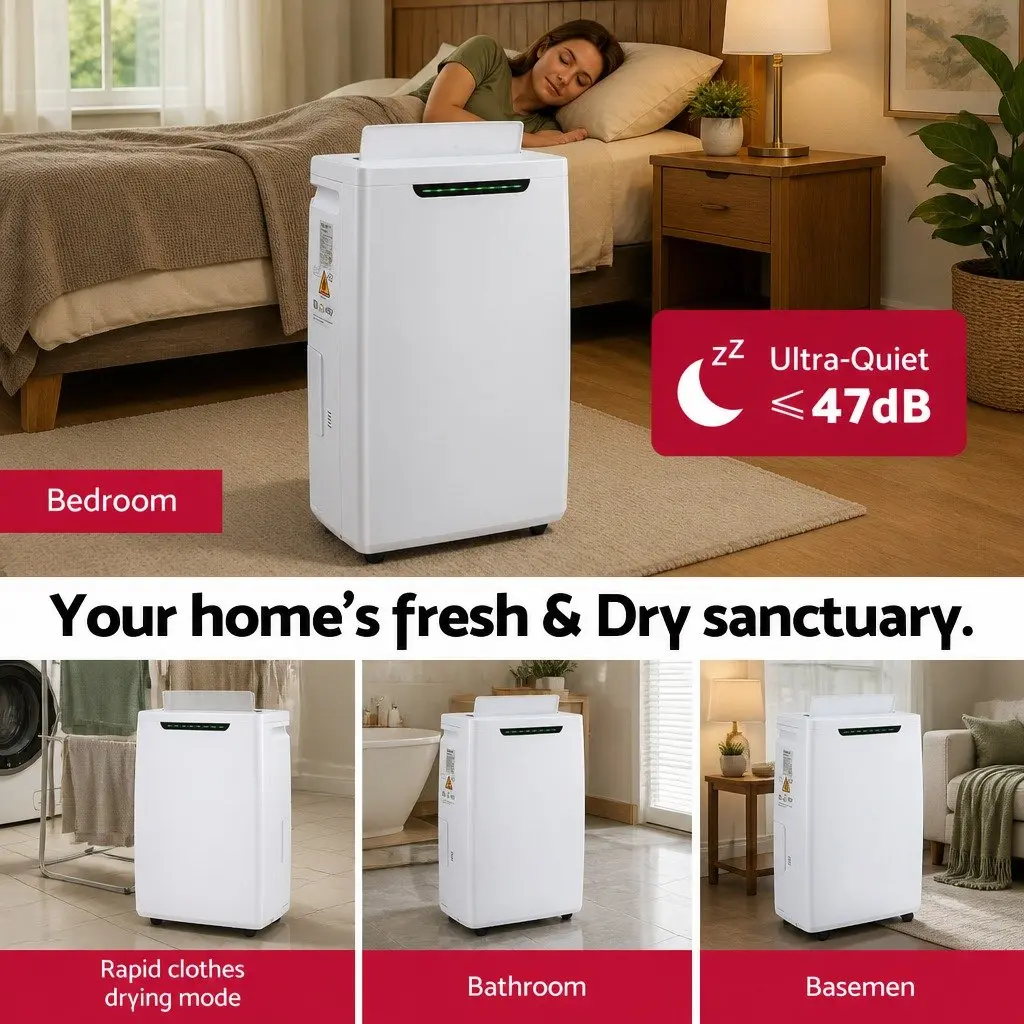 Dehumidifier for Damp Rooms 16L/Day Portable Air Dryer with 5.5L Tank White