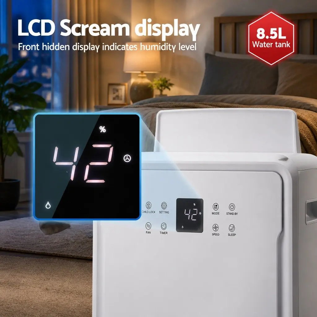 Dehumidifier 50L/Day Large Room Air Dryer White Tank Laundry Mode Timer