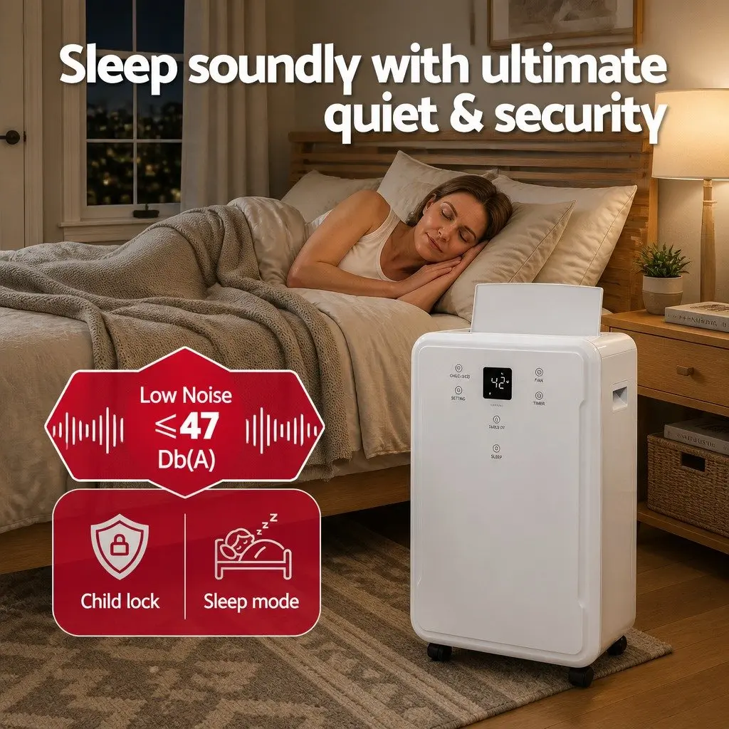 Dehumidifier 50L/Day Large Room Air Dryer White Tank Laundry Mode Timer