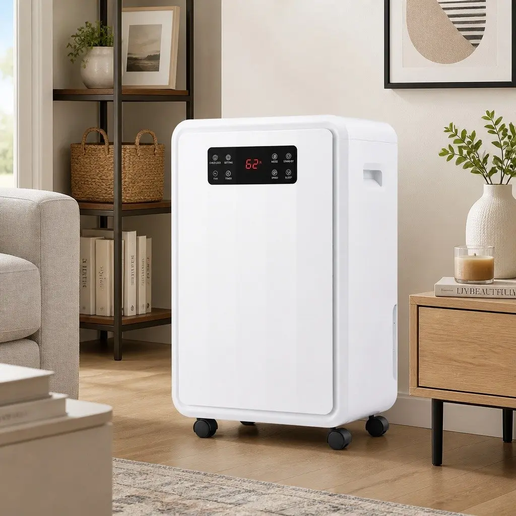 70L/Day Dehumidifier with 8.5L Water Tank Large Space Moisture Absorber White