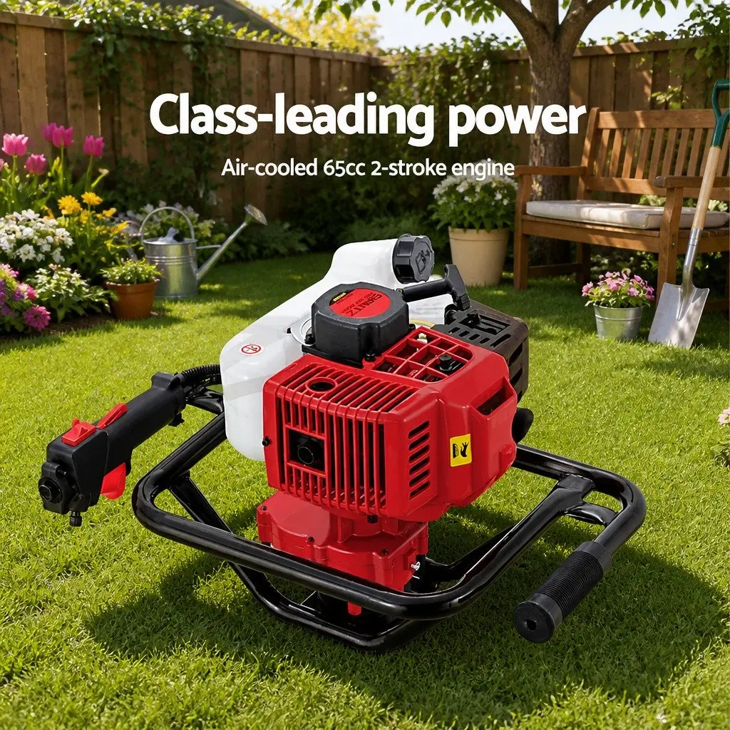 Post Hole Digger for Garden 65CC Petrol with Augers and Extension Shafts 100mm 200mm 300mm