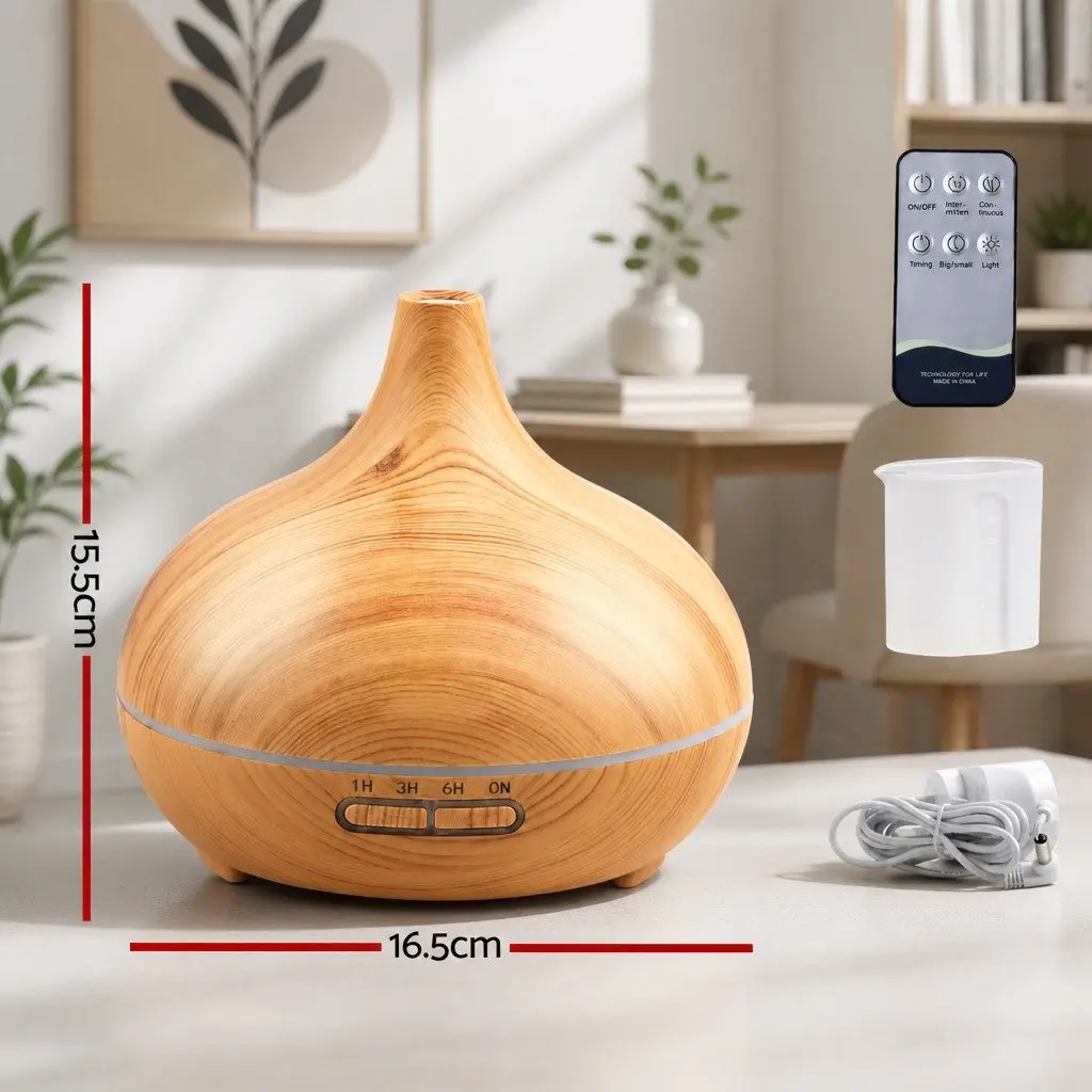 Aroma Diffuser Humidifier 300ml Light Wood Ultrasonic Mist Aromatherapy Night