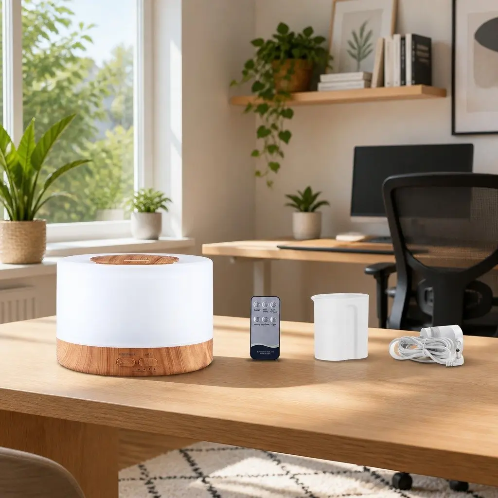 Aroma Diffuser for Home 500ml Light Wood 4-in-1 Humidifier Night Light Remote