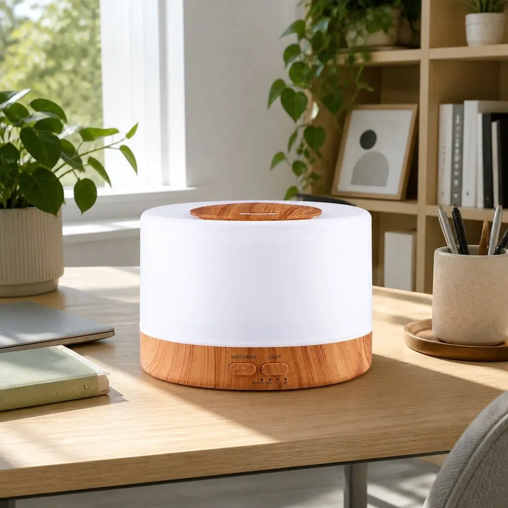 Aroma Diffuser for Home 500ml Light Wood 4-in-1 Humidifier Night Light Remote