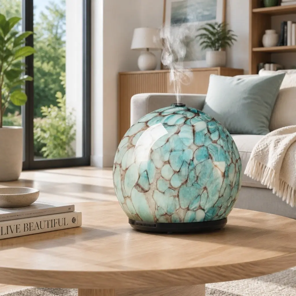 Aroma Diffuser for Home 240ml Blue Ultrasonic Aromatherapy Humidifier with Adjustable Light and Timer