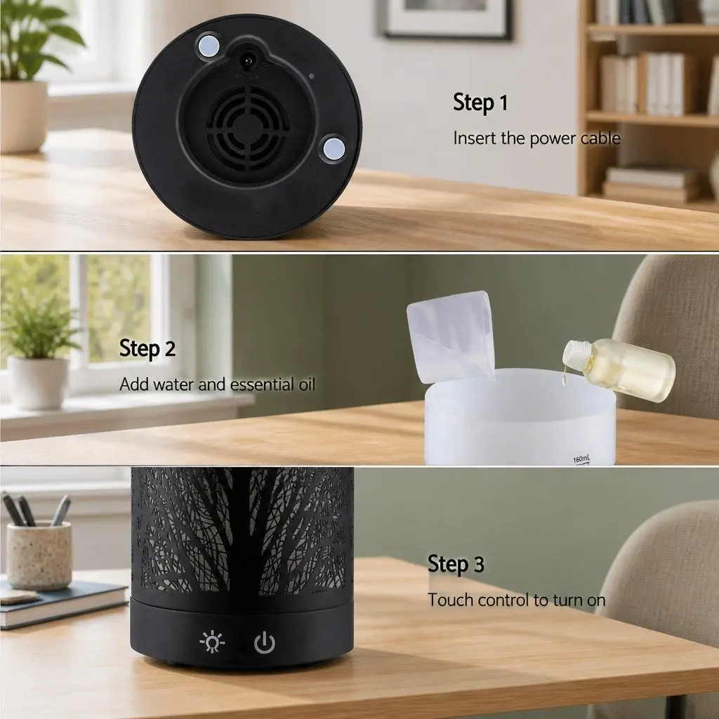 Ultrasonic Aroma Diffuser for Home 160ml Black