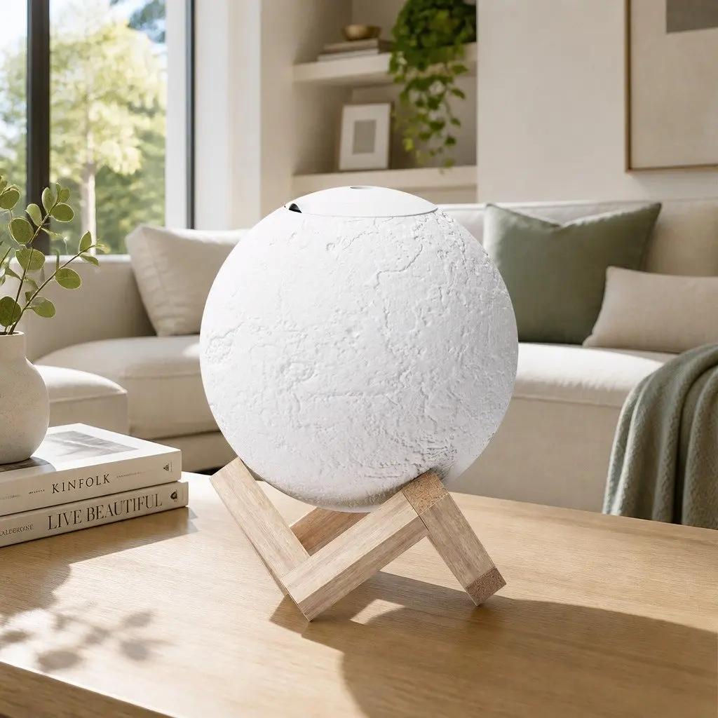 Aroma Diffuser Aromatherapy Moon Lamp 880ml White Humidifier Night Light