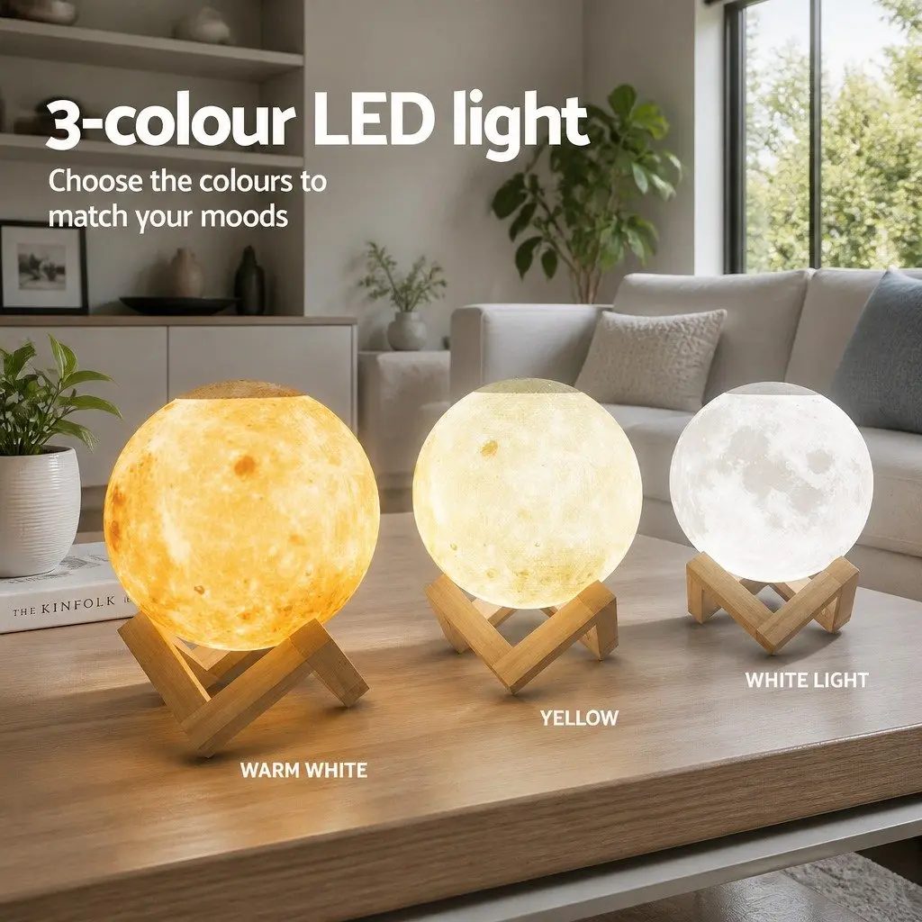 Aroma Diffuser Aromatherapy Moon Lamp 880ml White Humidifier Night Light