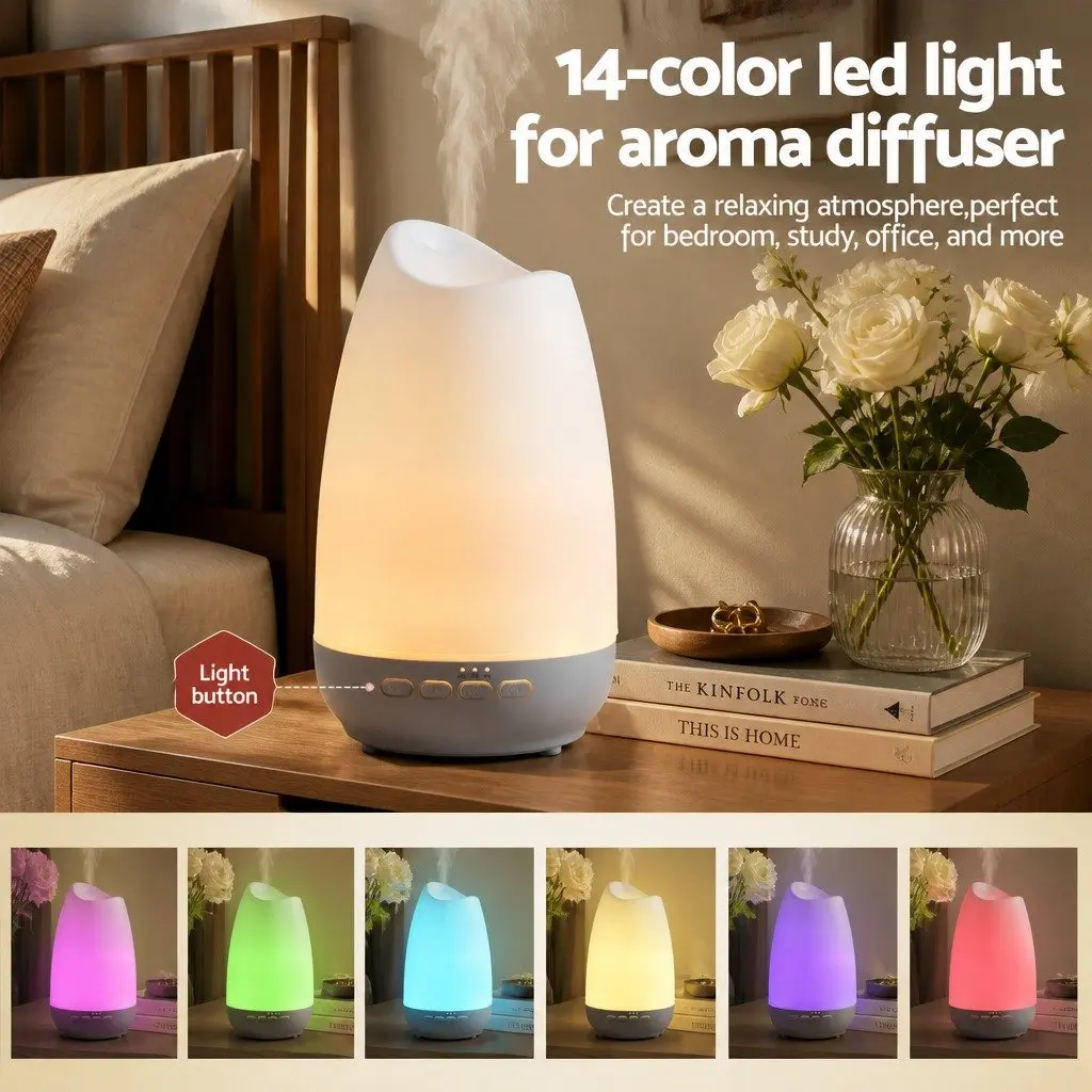 Aroma Diffuser for Home 300ml Ultrasonic Cool Mist with 14 LED Night Light Modes