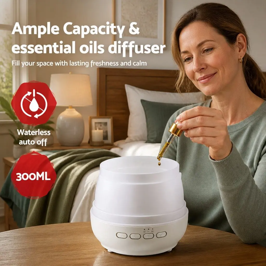 Aroma Diffuser for Home 300ml Ultrasonic Cool Mist with 14 LED Night Light Modes