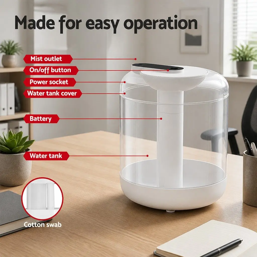 Aroma Diffuser Humidifier for Bedroom Living Room Office 1L White