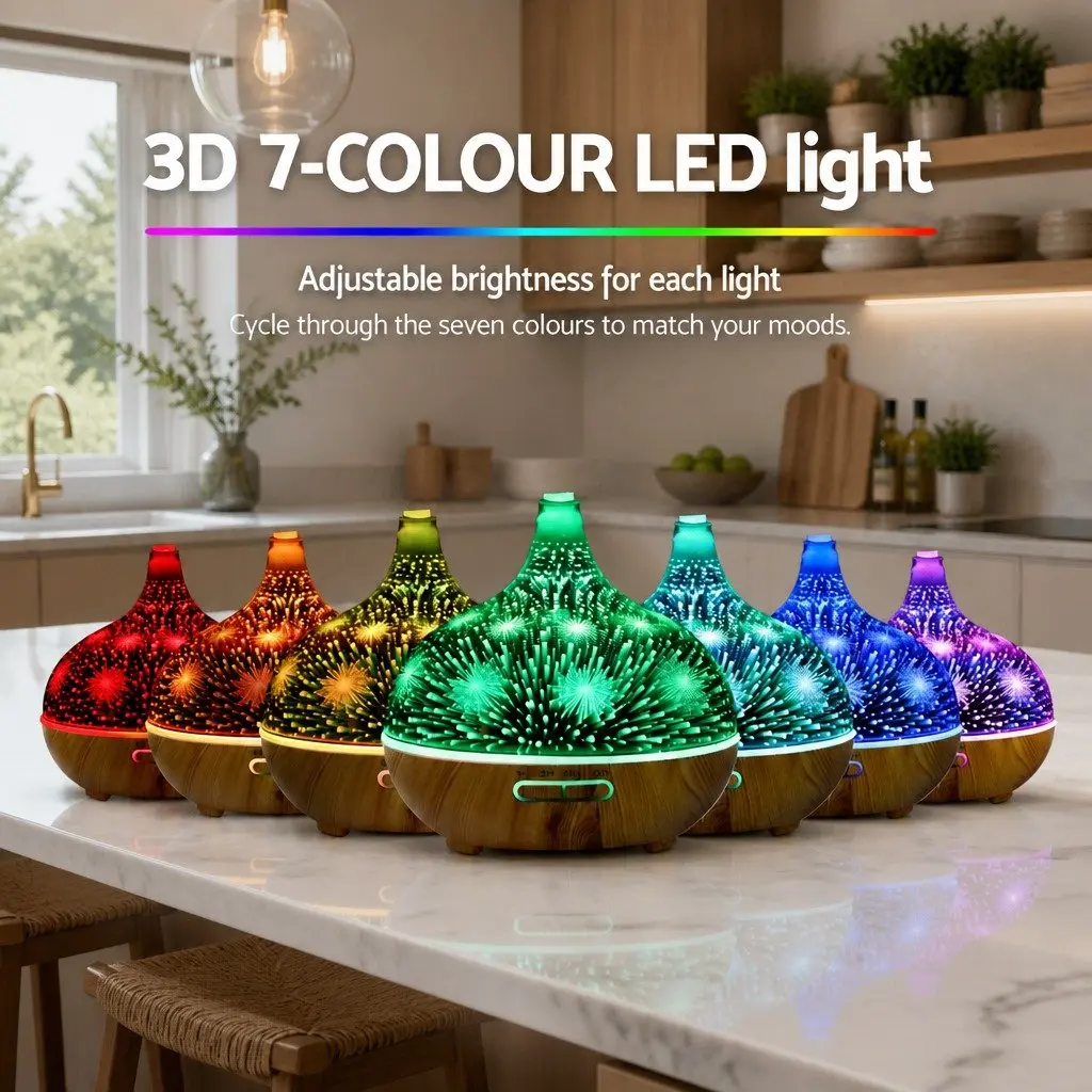 Aroma Diffuser 400ml Ultrasonic Humidifier for Home with 3D Light Effect and Aromatherapy Purifier