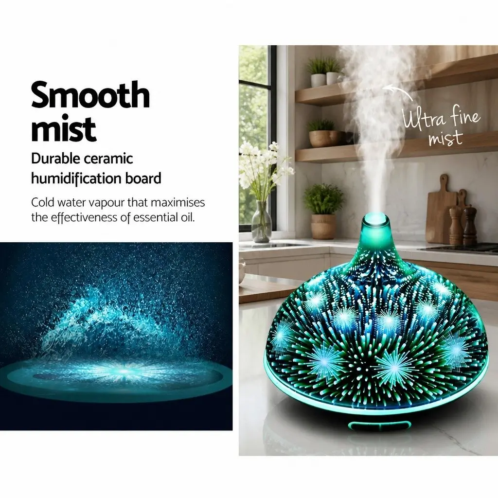 Aroma Diffuser 400ml Ultrasonic Humidifier for Home with 3D Light Effect and Aromatherapy Purifier